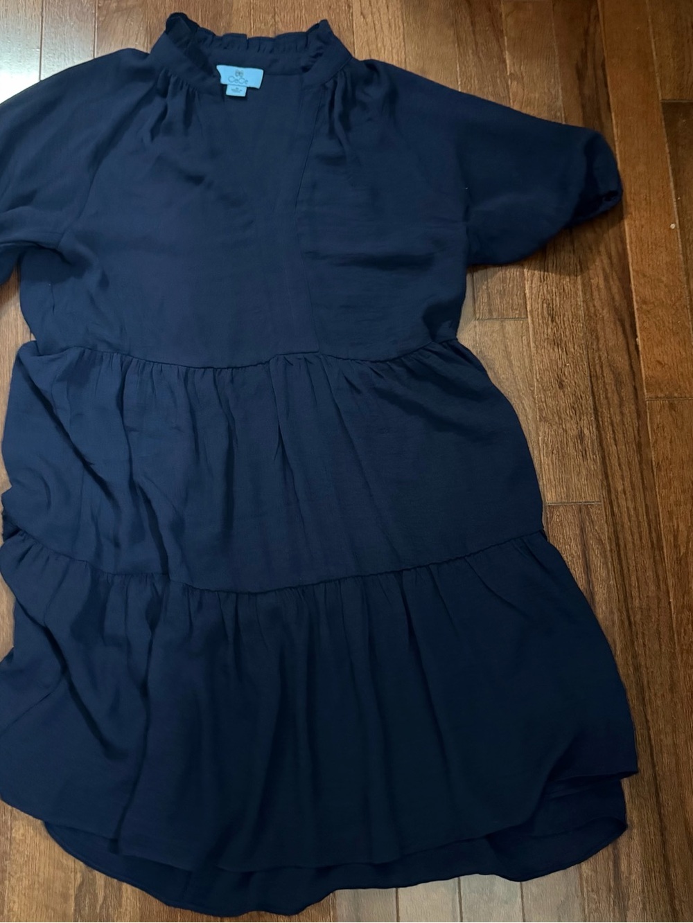 CeCe Navy Tiered Short Sleeve Dress